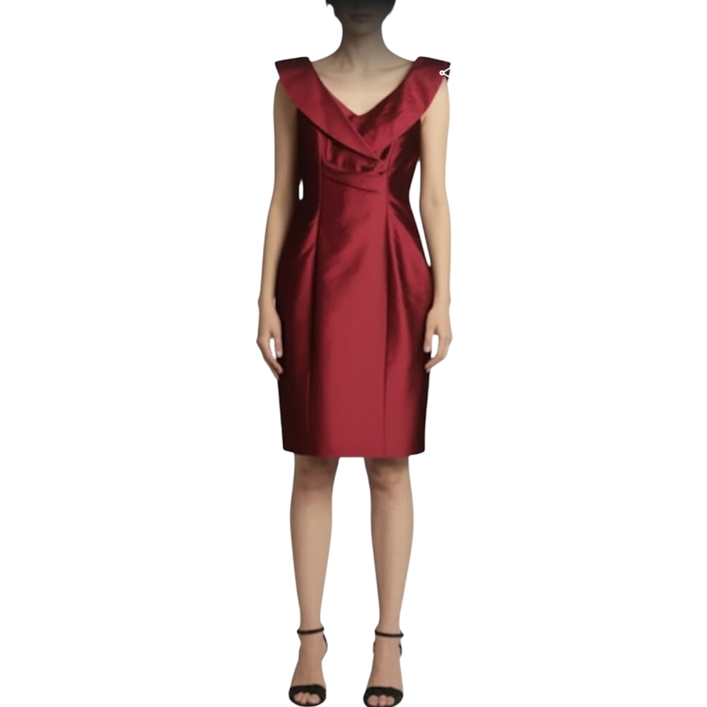 Jones Wear Dress Red Shawl Collar Dress size 14 Cocktail Party Holiday